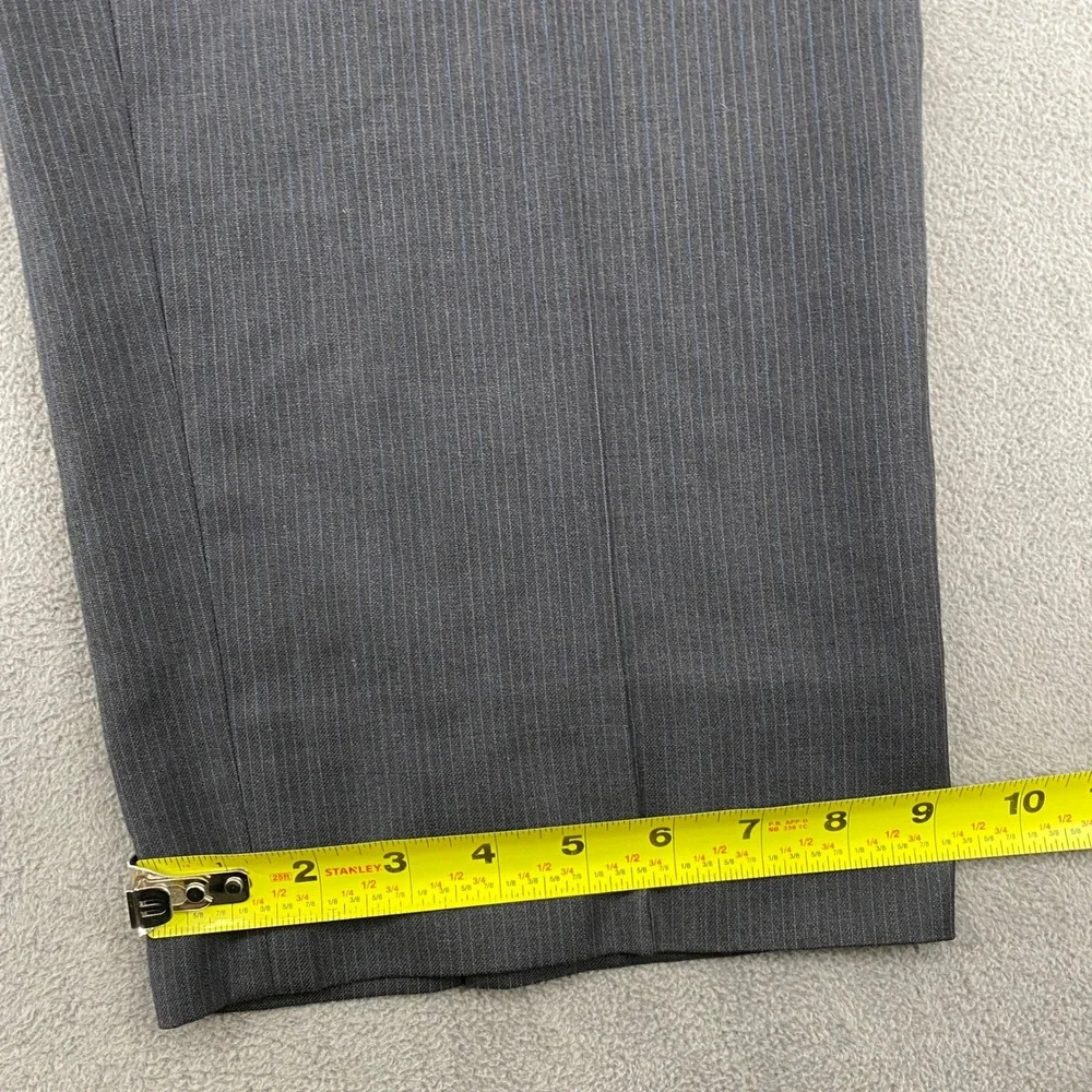 Calvin Klein Mens Charcoal Grey Blue Pinstripe Dress Pants 41x29 Flat Front
